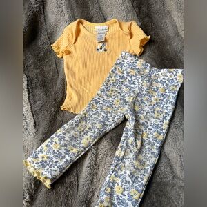 Daisy Fuentes Yellow Top with Floral Embroidery